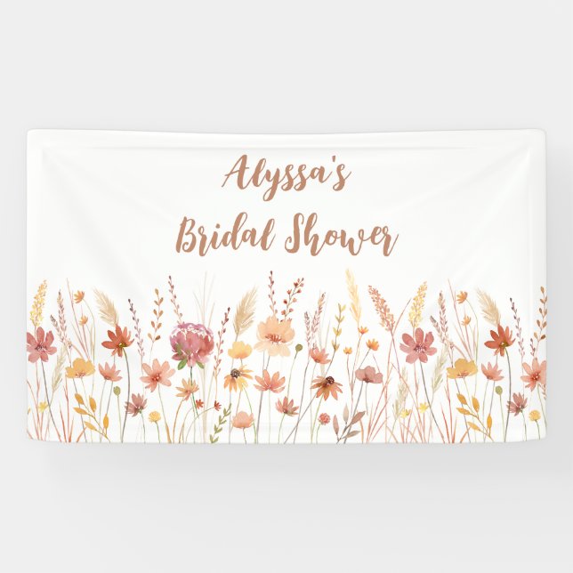 Banderoles Baigneuse de mariage bohème en terre cuite à fleur (Horizontal)