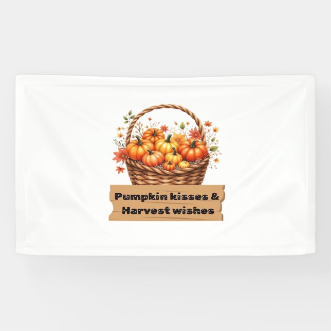 Banderoles Baisers citrouilles et souhaits de récolte Automne (Horizontal)