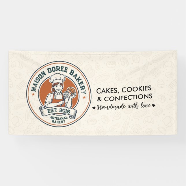 Banderoles Bakery Store Pastry Chef Dessert Sweets Cake Baker (Horizontal)