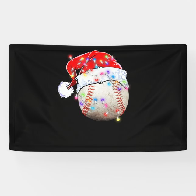 Banderoles Bal de baseball Noël Chapeau drôle Sport Noël (Horizontal)
