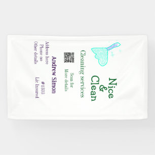 Banderoles Balai gitter vert bleu propre ajouter nom adresse 