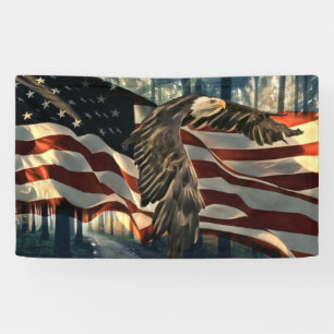 Banderoles Bald Eagle Drapeau américain Country Road
