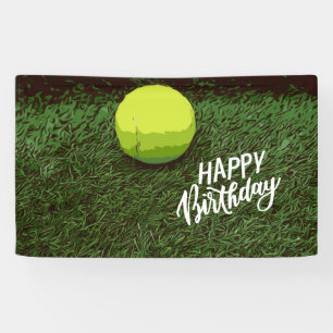 Banderoles Ball de tennis sur l'herbe verte 
