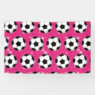 Banderoles Balle de Football Rose Glace Brillant Joueur de Sp