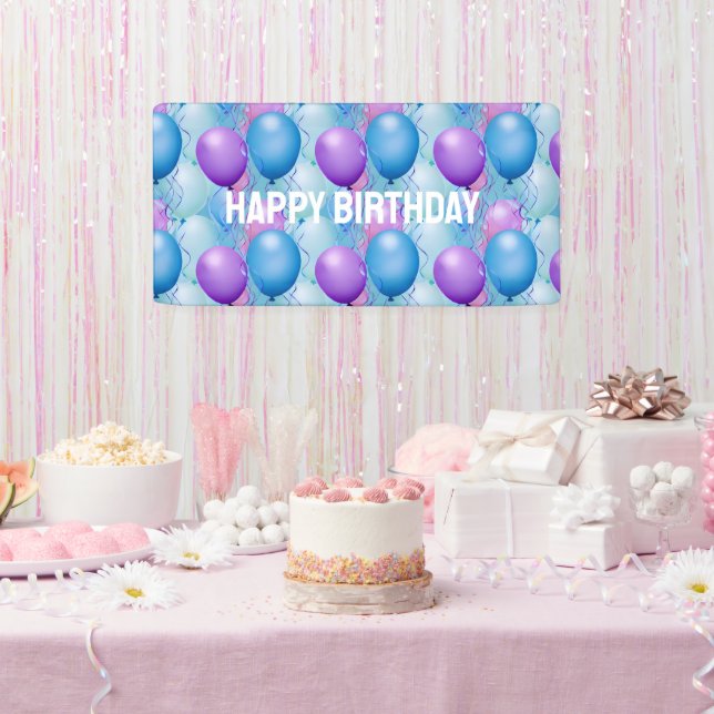 Banderoles Ballons d'anniversaire bleu et rose (Fête)
