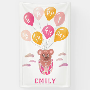 Banderoles Ballons Ours Teddy Mignonne Fille Fête d'anniversa