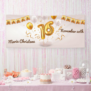 Banderoles Balloons Anniversaire 16 Ans Golden Glow Doux