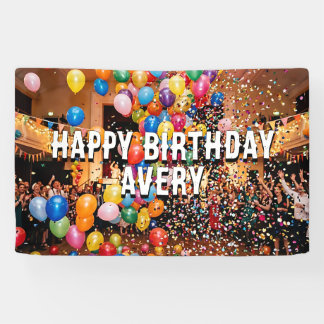 Banderoles Balloons & Confetti Personalized Happy Birthday