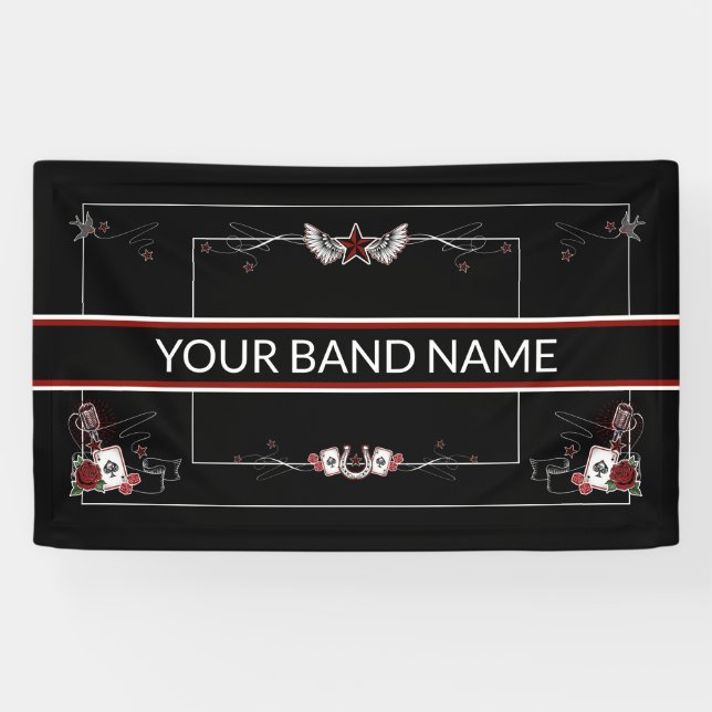 Banderoles Bandeau de tatouage de musique Rockabilly (Horizontal)