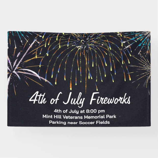 Banderoles Bandeau publicitaire 4 juillet Fireworks (Horizontal)