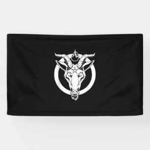 Banderoles Baphomet de chèvre foncée, Satanique Lucifer Beelz