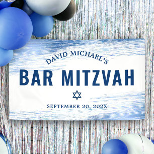 Banderoles Bar Mitzvah Gras Typographie Moderne Navy Blue Foi