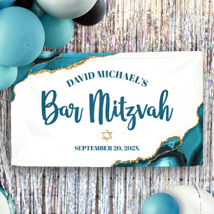 Banderoles Bar Mitzvah Simple moderne Turquoise Agate Script