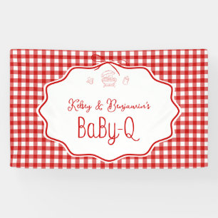 Banderoles Barbecue Baby-Q Fête de Bébé au Ruban à Carreaux R
