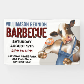 Banderoles Barbecue Fête de Grillades Vache Grillant des Crev