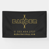 Barber shop moderne script or ciseaux noir