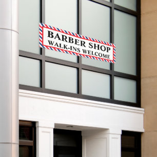 Banderoles Barber Shop Walk Ins Welcome Business Advert