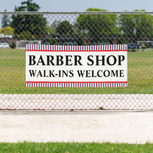 Banderoles Barber Shop Walk Ins Welcome Business Advert