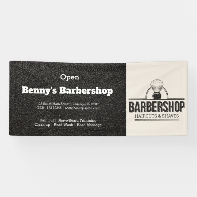 Banderoles Barbershop look cuir (Horizontal)