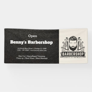 Banderoles Barbershop look cuir