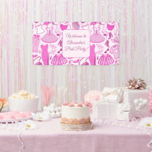 Banderoles Barbiecore Motif de mode rose et rose chaud