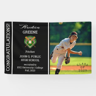 Banderoles Baseball Player Photo Black Graduation 