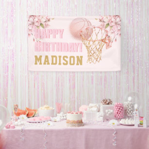 Banderoles Basket-ball rose or pour fille de luxe
