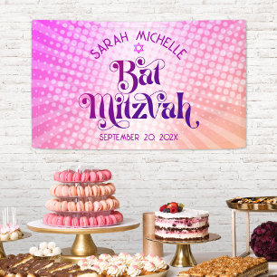 Banderoles Bat Mitzvah Audacieux Rétro Bohème Dégradé Rose Or