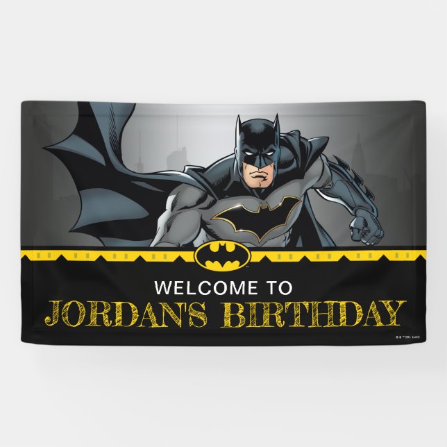 Banderoles Batman | Chalkboard Accueil d'anniversaire heureux (Horizontal)