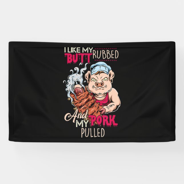 Banderoles BBQ|BBQ Grillmaster Like Butt Rubbed & Pork Pulbed (Horizontal)