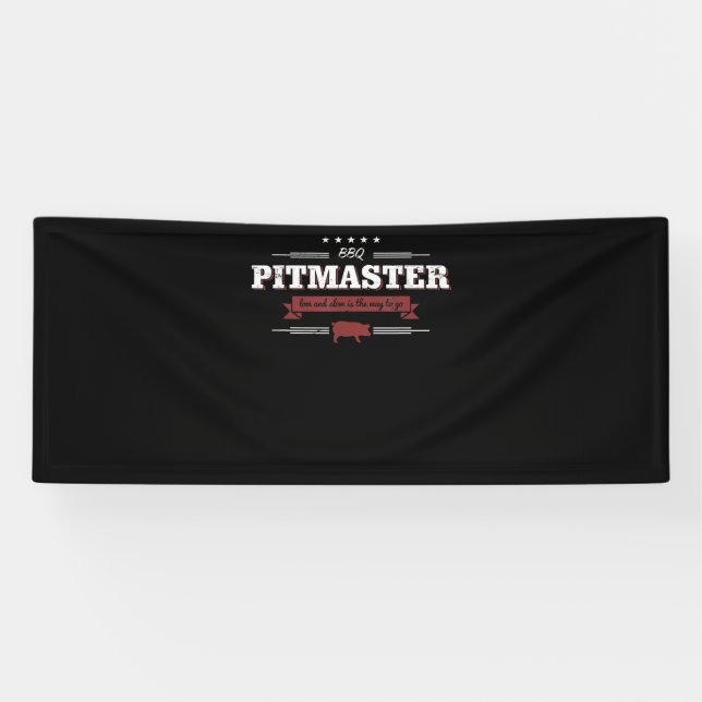 Banderoles BBQ | BBQ Pitmaster Faible Et Lent Est Une Manière (Horizontal)