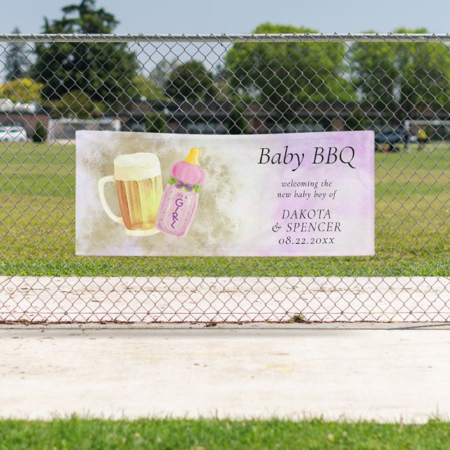 Banderoles BBQ bébé et bière | Thème de la douche extérieure  (En situation)
