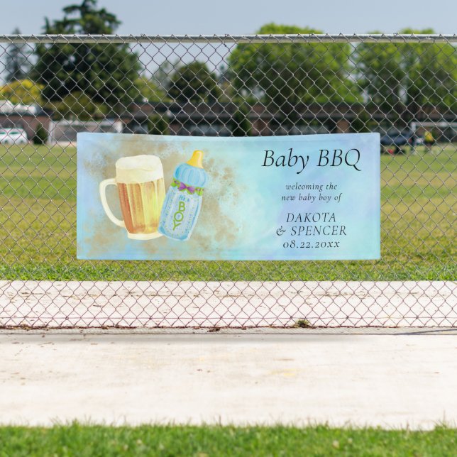 Banderoles BBQ bébé et bière | Thème de la douche extérieure  (En situation)