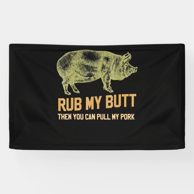 Banderoles BBQ| Cochon De Grill BBQ Funny Porc Id Fumée Rôtie (Horizontal)