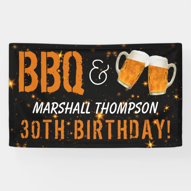 Banderoles BBQ et bière, Lui Anniversaire (Horizontal)