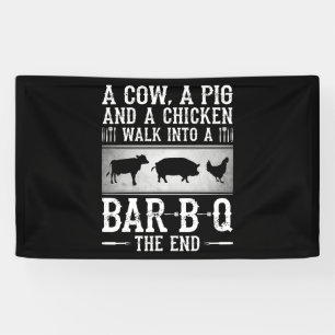 Banderoles BBQ  Une Vache, Un Cochon Et Un Poulet Se Promener