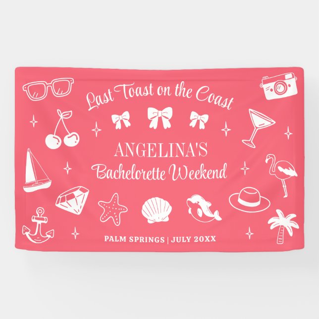 Banderoles Beach Bachelorette Party Dernier Toast Coral Rose (Horizontal)