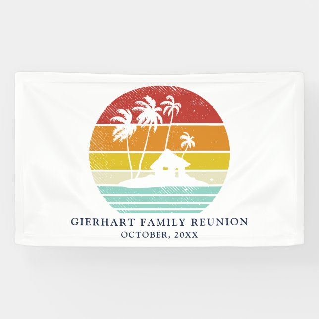 Banderoles Beach House Palm Trees Famille Réunion Nautique (Horizontal)