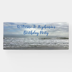 Banderoles Beach Ocean Water Sky Photo Coupe d'anniversaire
