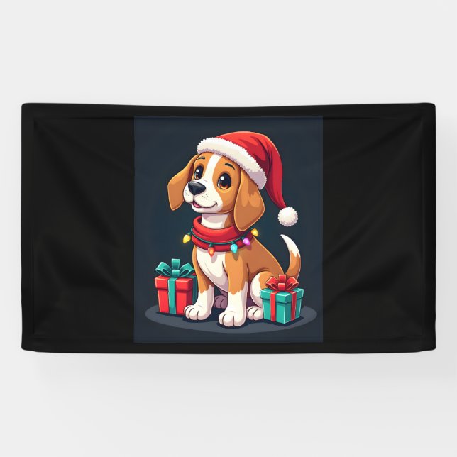 Banderoles Beagle Xmas Éclairage Père Noël Beagle Chien Noël  (Horizontal)