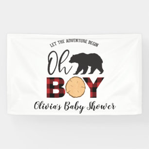 Banderoles Bear Buffalo Plaid Baby shower