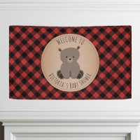 Bear Buffalo Plaid Baby shower Bienvenue