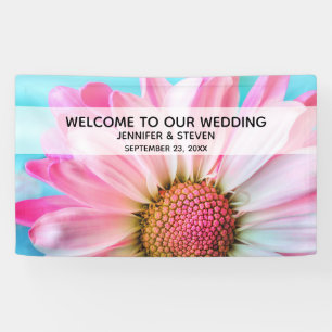 Banderoles Beau Mariage photo rose Fleur Bienvenue