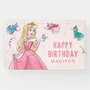 Banderoles Beauté dormante Aquarelle Anniversaire