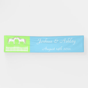 Banderoles Beaux Chevaux Blancs pour Mariage sur Mesure