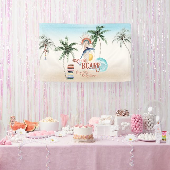 Banderoles Bébé à bord | Surf d'été rétro (Fête)