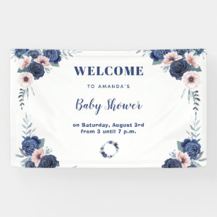 Banderoles Bébé bleu-Q Rose floral Pastel Baby shower barbecu