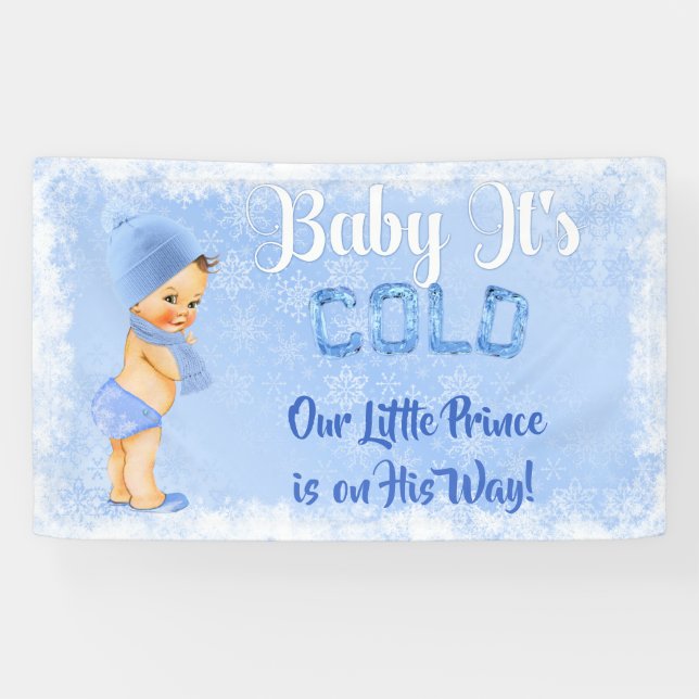 Banderoles Bébé C'est un flocon de neige froid Garçon bleu hi (Horizontal)