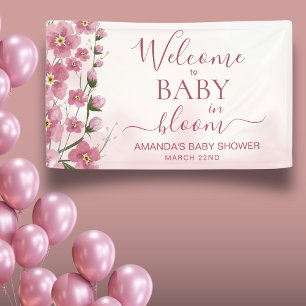 Banderoles Bébé en Fleur Bienvenue Fille Rose Floral Douche
