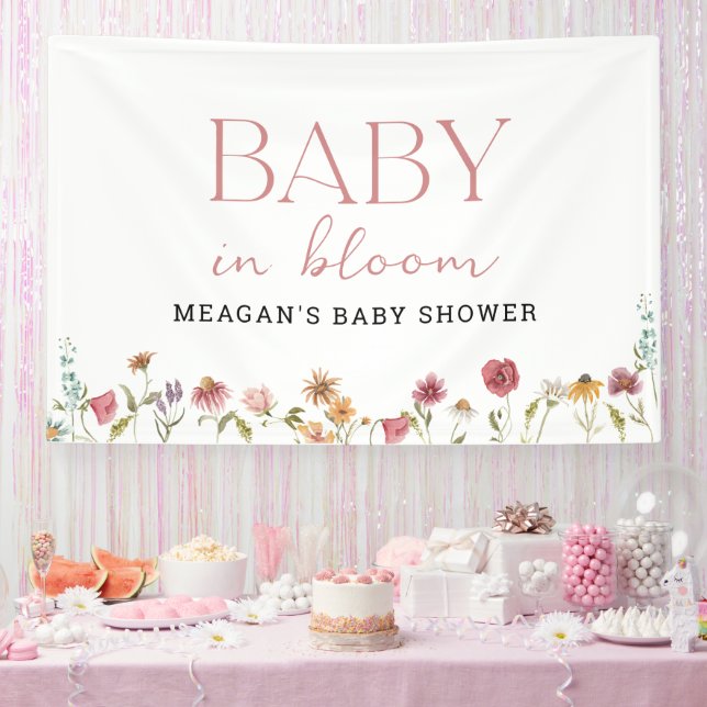 Banderoles Bébé en fleurs Fleur sauvage Baby shower fille (Fête)